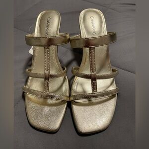 Calvin Klein Women's Metallic Gold Heels